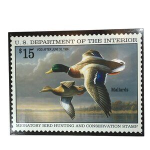 Desperate Enterprises Mallards Duck Tin Sign Plate 16” Migratory Wild Bird Stamp